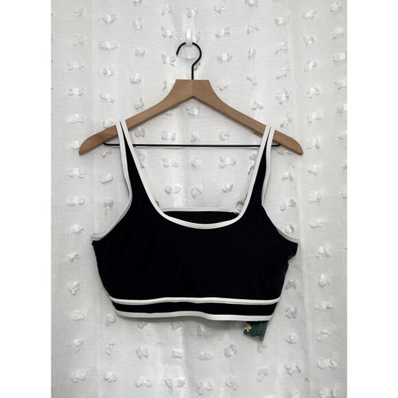 BMJL Women's Bikini Set Adjustable Straps Swimsuit Black/White Crop Top, New XL - Picture 2 of 8